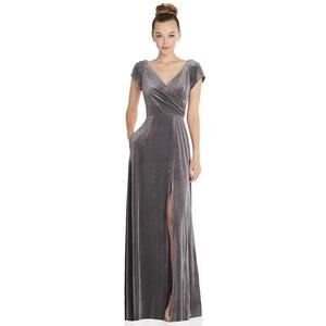 After Six Velvet Formal Cap Sleeve Gown in Evergreen, size XL NWT.